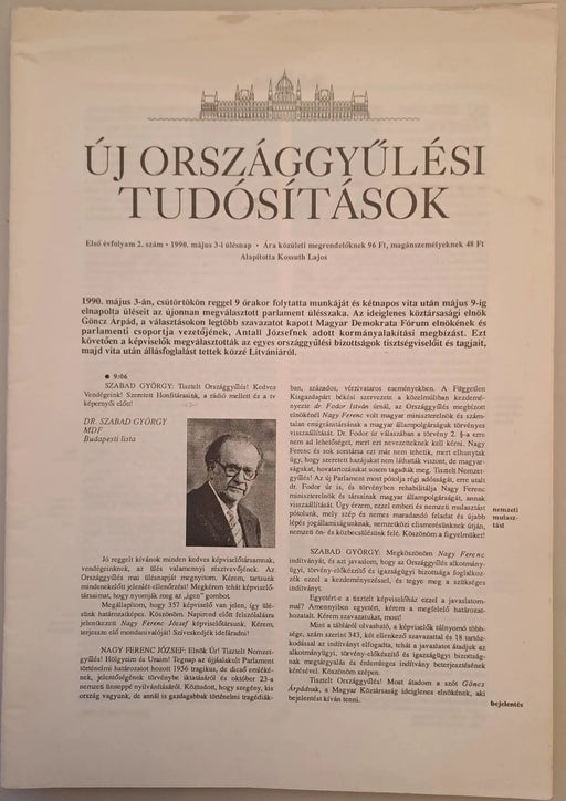 Országgyűlési Tudósítások - Új Országgyűlési Tudósítások - Az Országgyűlés ülésnapjai - Oskola Antikvárium