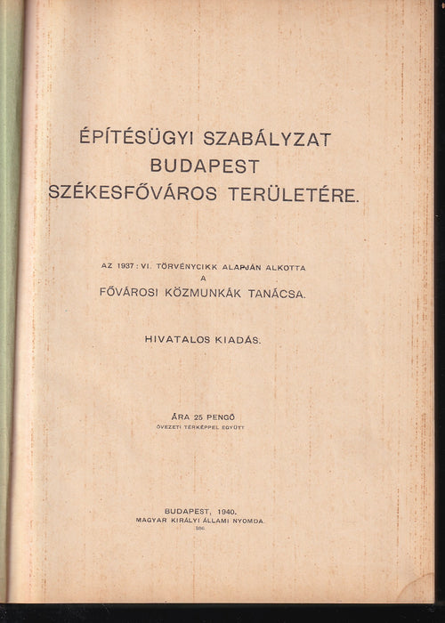 Építésügyi Szabályzat Budapest székesfőváros területére