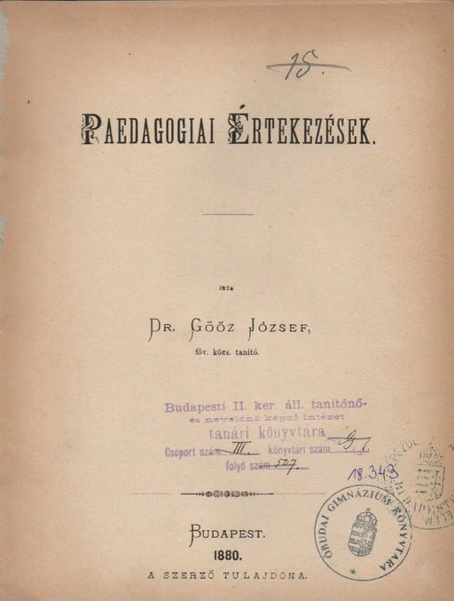 Paedagogiai értekezések - Oskola Antikvárium