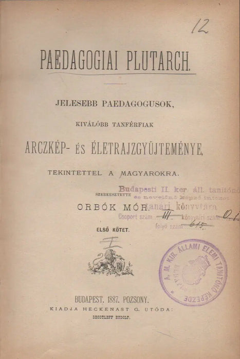 Paedagogiai Plutarch I. - Oskola Antikvárium