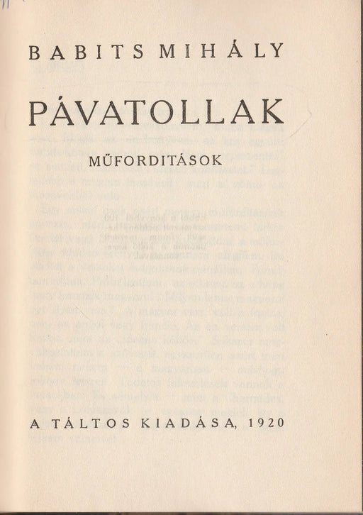 Pávatollak - Oskola Antikvárium