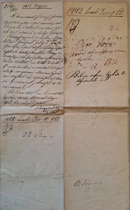 Pete János ellen megítélt költségek és követelések 1851 - ből - Oskola Antikvárium