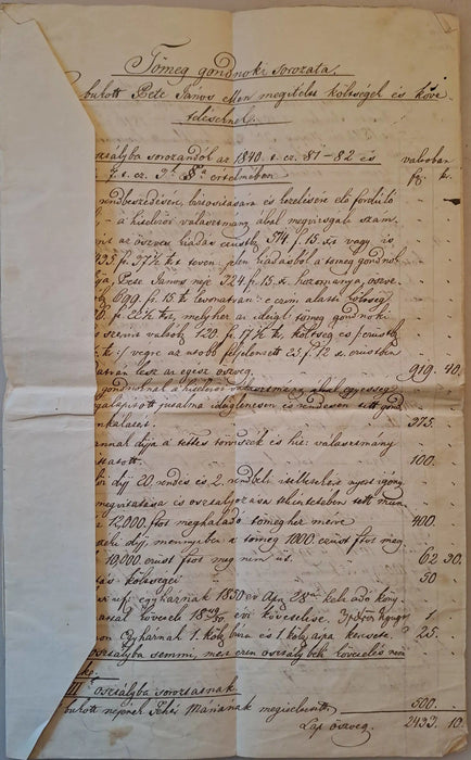 Pete János ellen megítélt költségek és követelések 1851 - ből - Oskola Antikvárium