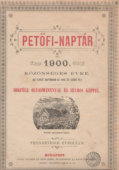 Petőfi - naptár az 1900 közönséges évre - Oskola Antikvárium