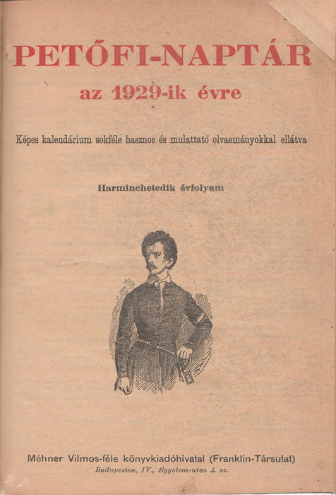 Petőfi - naptár az 1929 - ik évre - Oskola Antikvárium