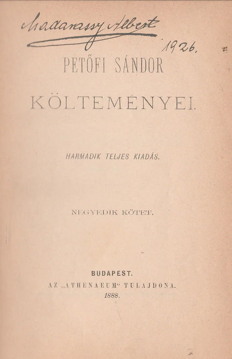 Petőfi Sándor költeményei IV. - Oskola Antikvárium