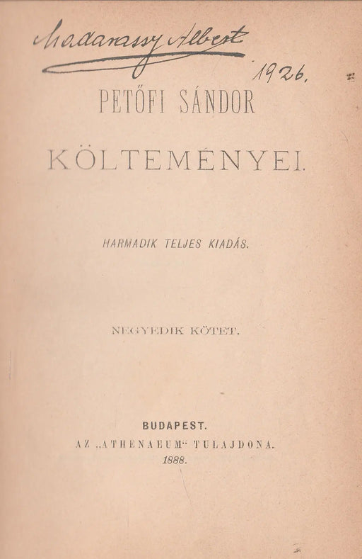 Petőfi Sándor költeményei IV. - Oskola Antikvárium