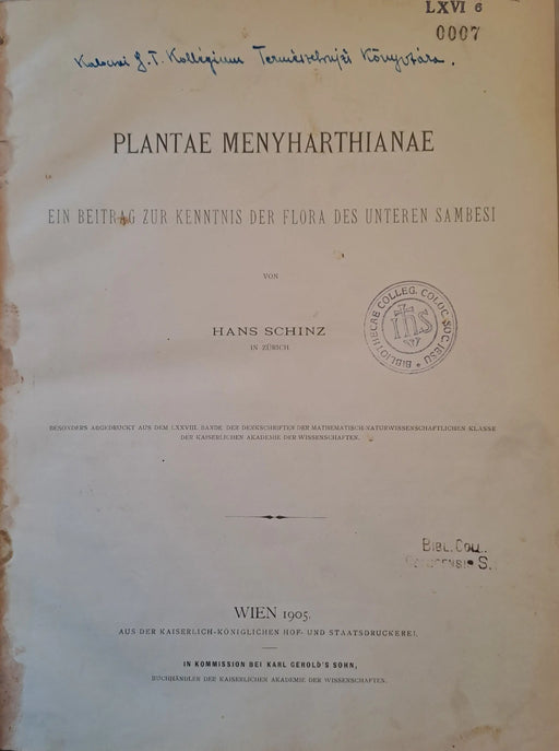 Plantae Menyharthianae - Oskola Antikvárium