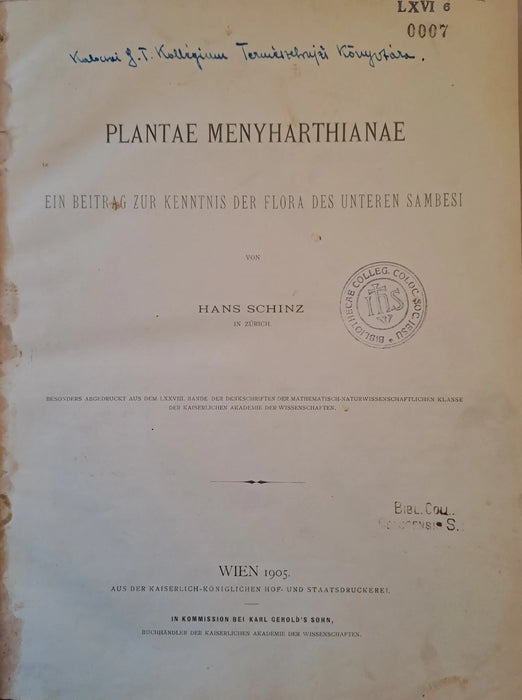 Plantae Menyharthianae - Oskola Antikvárium