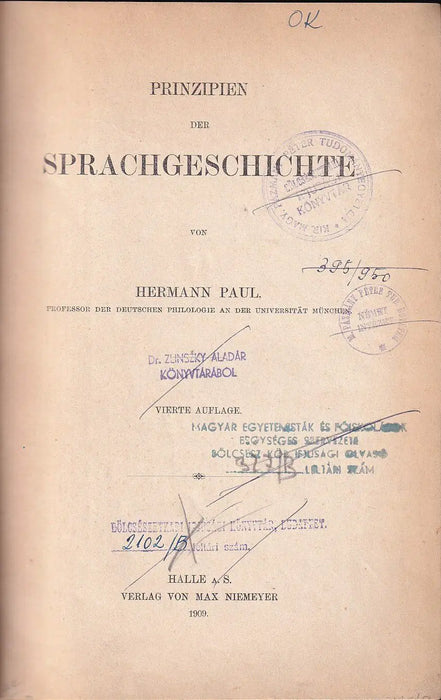 Prinzipien der Sprachgeschichte - Oskola Antikvárium
