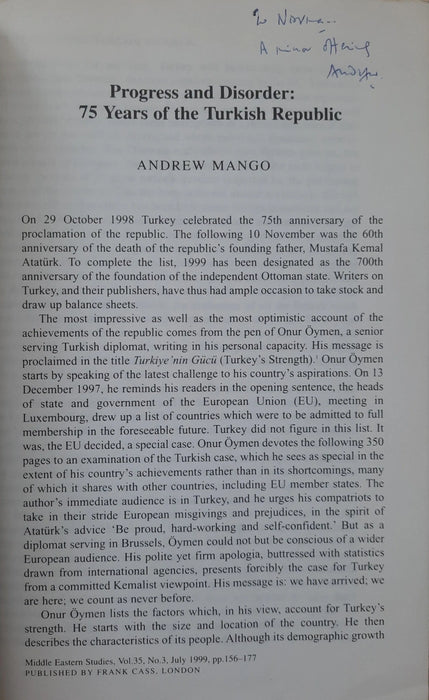 Progress and Disorder: 75 Years of the Turkish Republic - Oskola Antikvárium