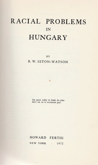Racial Problems in Hungary - Oskola Antikvárium