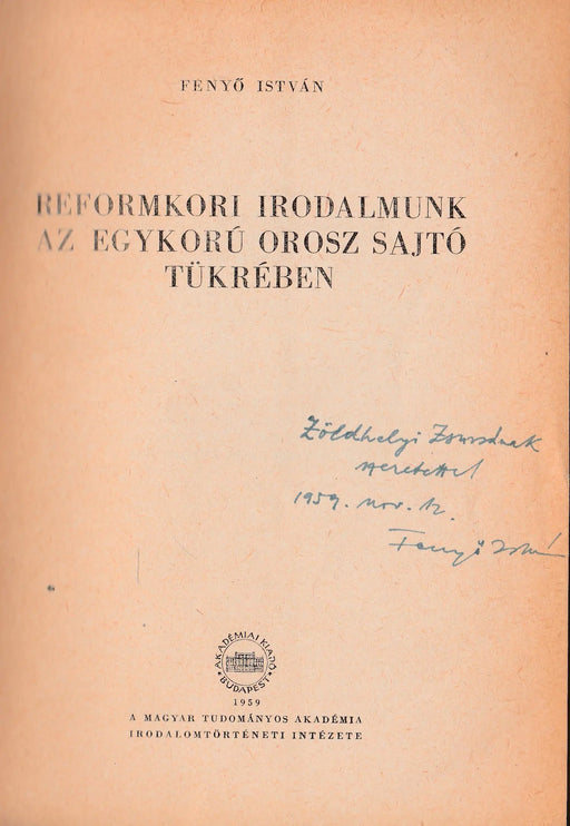 Reformkori irodalmunk az egykorú orosz sajtó tükrében - Oskola Antikvárium