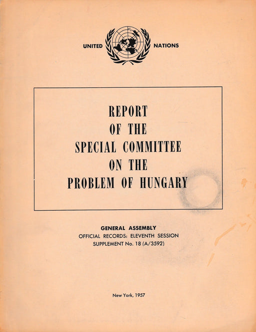 Report of the Special Committee on the Problem of Hungary - Oskola Antikvárium