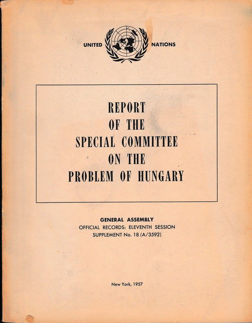 Report of the Special Committee on the Problem of Hungary - Oskola Antikvárium
