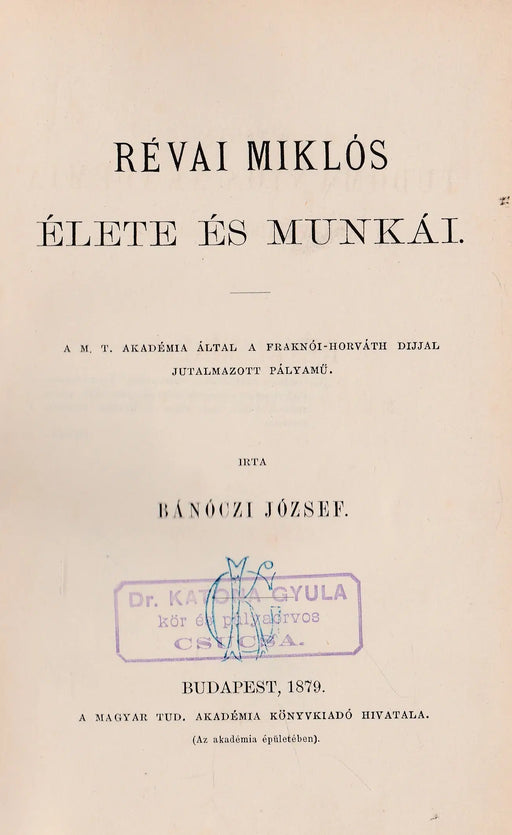 Révai Miklós élete és munkái - Oskola Antikvárium