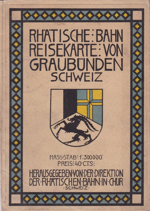 Rhätische Bahn - Reisekarte von Graubünden Schweiz - Oskola Antikvárium