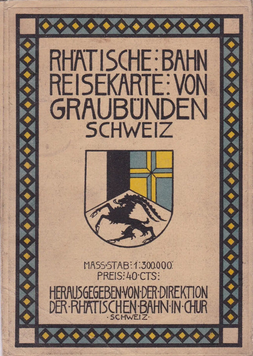 Rhätische Bahn - Reisekarte von Graubünden Schweiz - Oskola Antikvárium
