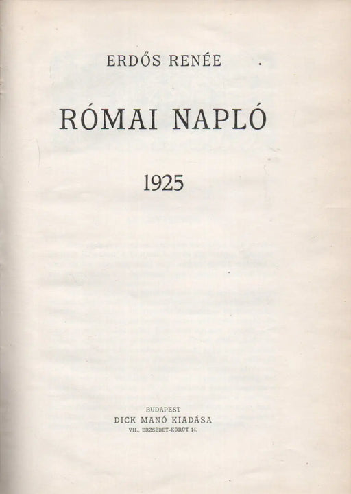 Római napló 1925 - Oskola Antikvárium
