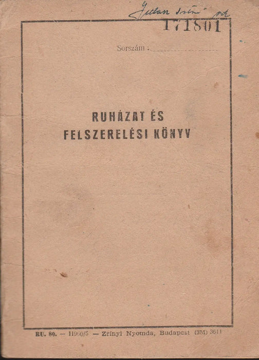 Ruházat és felszerelési könyv - Oskola Antikvárium