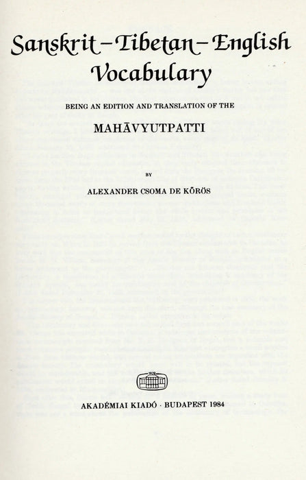 Sanskrit - Tibetan - English Vocabulary - Oskola Antikvárium