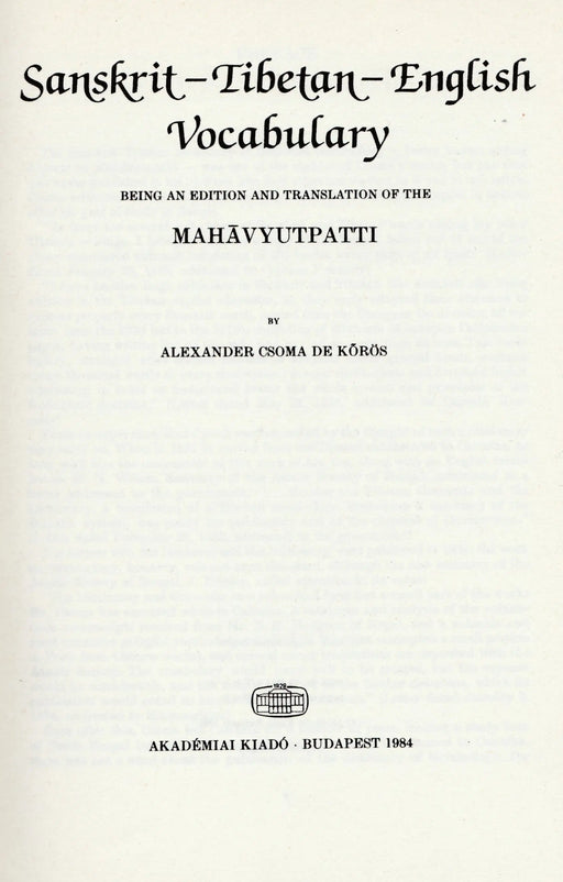 Sanskrit - Tibetan - English Vocabulary - Oskola Antikvárium