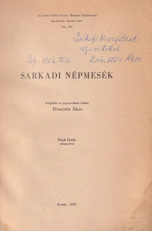 Sarkadi népmesék - Oskola Antikvárium
