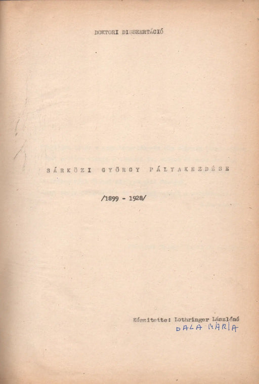 Sárközi György pályakezdése (1899 - 1928) - Oskola Antikvárium