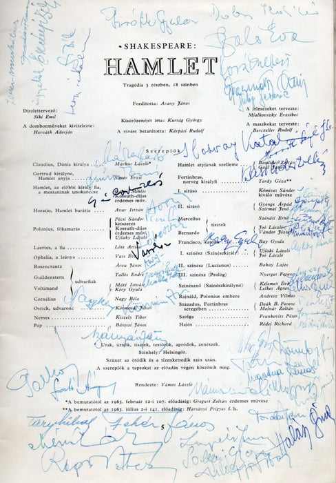Shakespeare: Hamlet - Madách Színház színlapja - Oskola Antikvárium