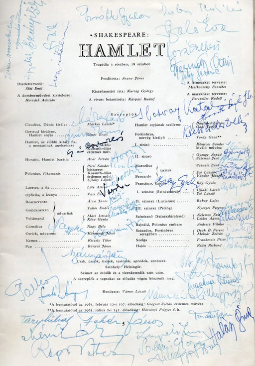 Shakespeare: Hamlet - Madách Színház színlapja - Oskola Antikvárium