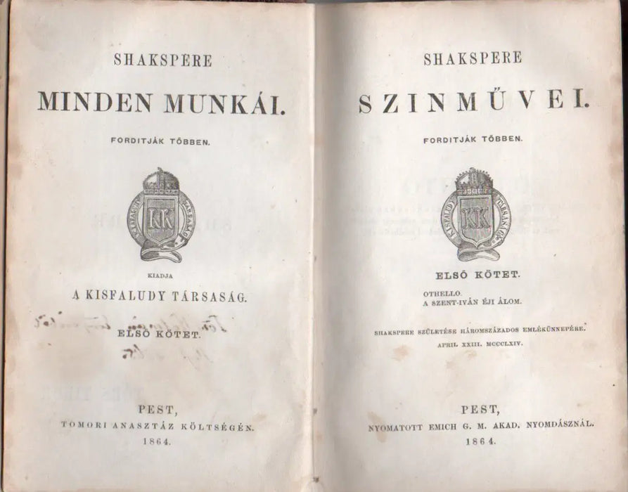 Shakspere színművei 1 - 2. - Oskola Antikvárium