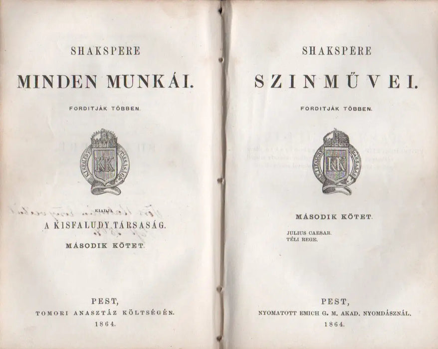 Shakspere színművei 1 - 2. - Oskola Antikvárium