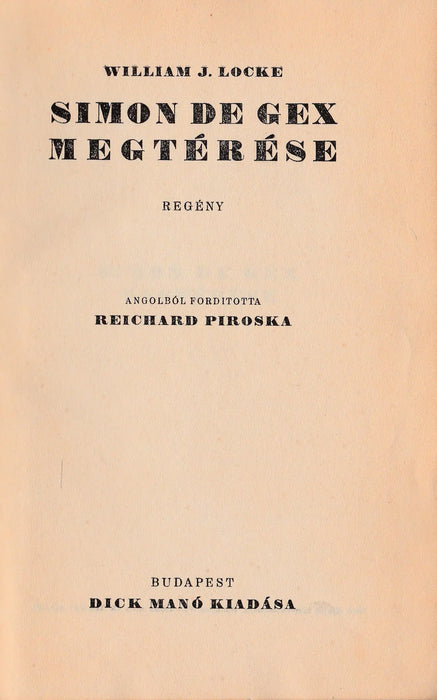 Simon de Gex megtérése - Oskola Antikvárium