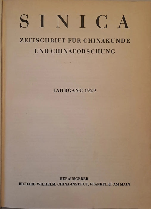 Sinica - Jahrgang 1929 - Oskola Antikvárium