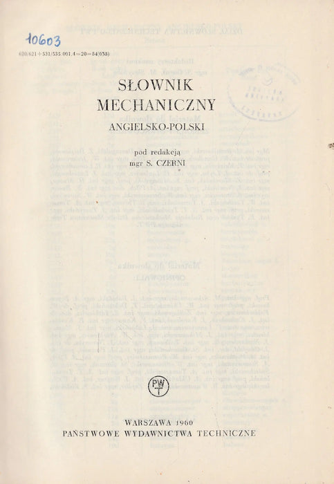 Słownik mechaniczny - Oskola Antikvárium