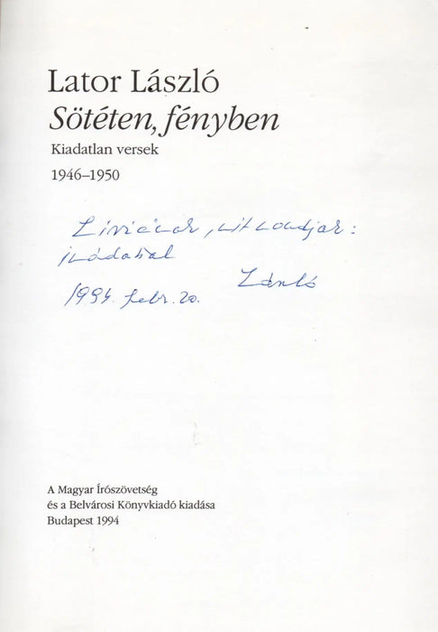 Sötéten, fényben - Oskola Antikvárium