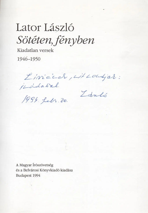 Sötéten, fényben - Oskola Antikvárium