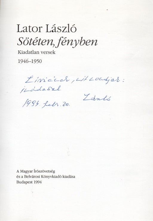 Sötéten, fényben - Oskola Antikvárium