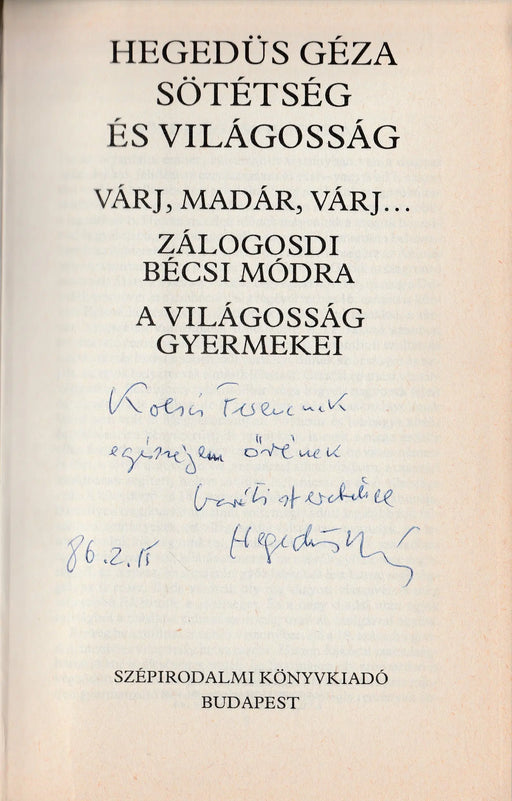 Sötétség és világosság - Oskola Antikvárium