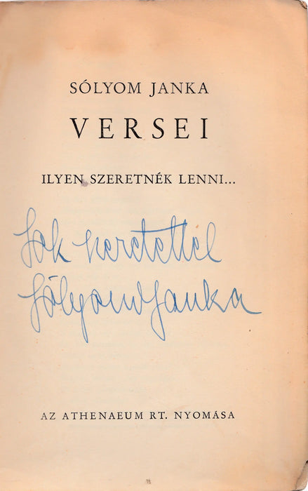 Sólyom Janka versei - Oskola Antikvárium