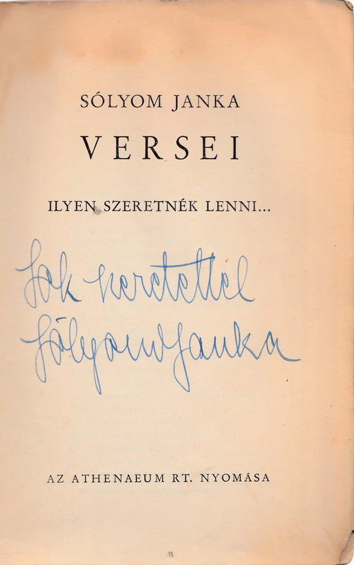 Sólyom Janka versei - Oskola Antikvárium