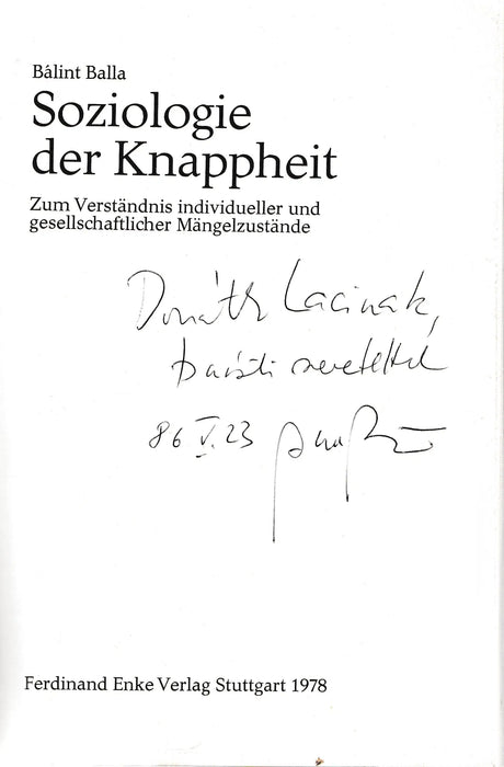 Soziologie der Knappheit - Oskola Antikvárium