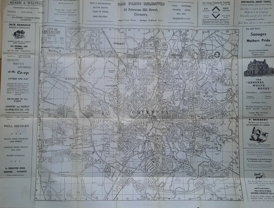 Street Plan of the City of Coventry - Oskola Antikvárium