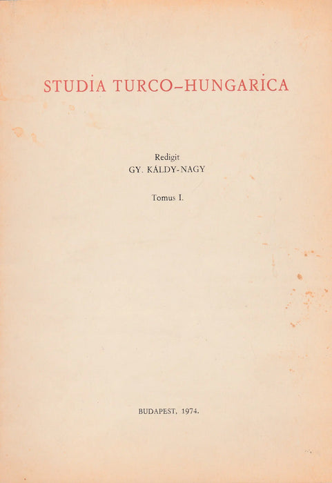 Studia Turco - Hungarica I. - Oskola Antikvárium