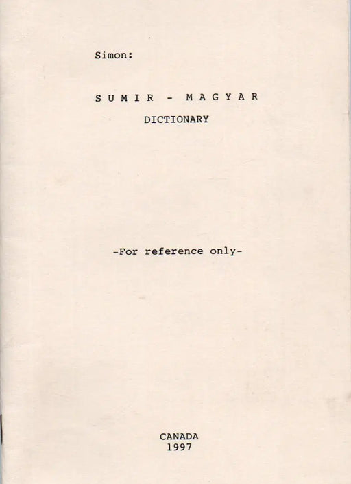 Sumir - magyar dictionary - Oskola Antikvárium