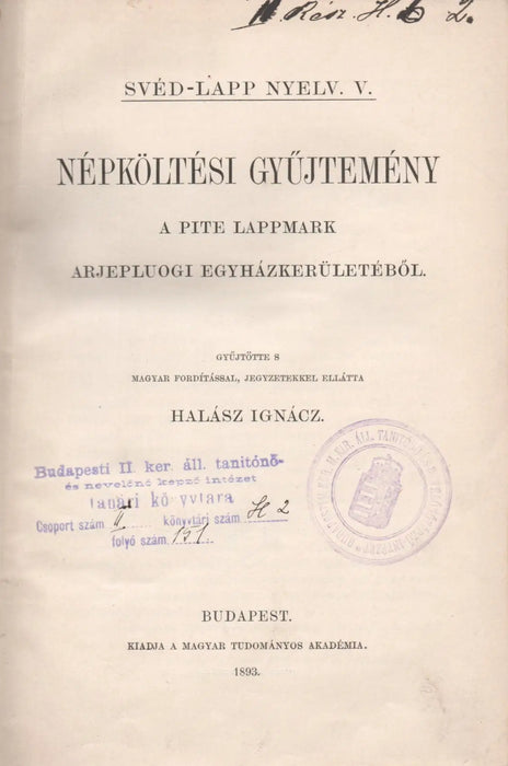 Svéd - lapp nyelv V. Népköltési gyűjtemény - Oskola Antikvárium