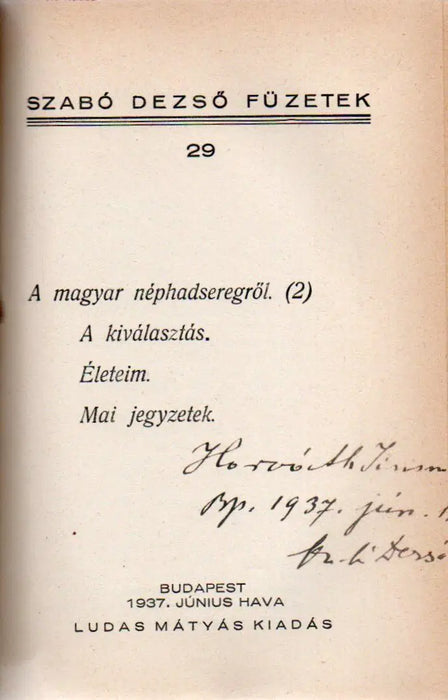 Szabó Dezső füzetek 27 - 32. - Oskola Antikvárium
