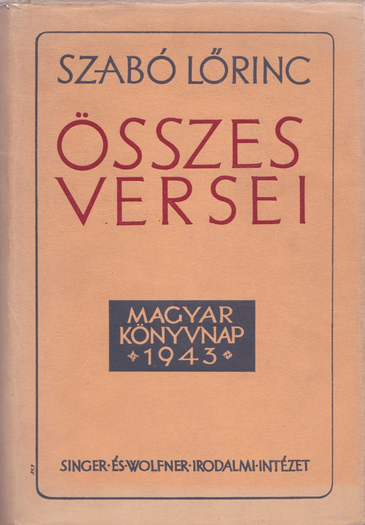 Szabó Lőrinc összes versei - Oskola Antikvárium