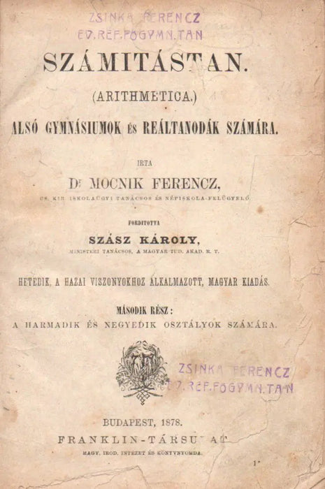 Számítástan (arithmetica) II. - Oskola Antikvárium