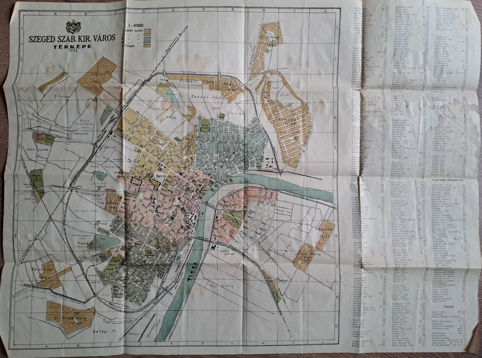 Szeged szab. kir. város térképe 1933. - Oskola Antikvárium